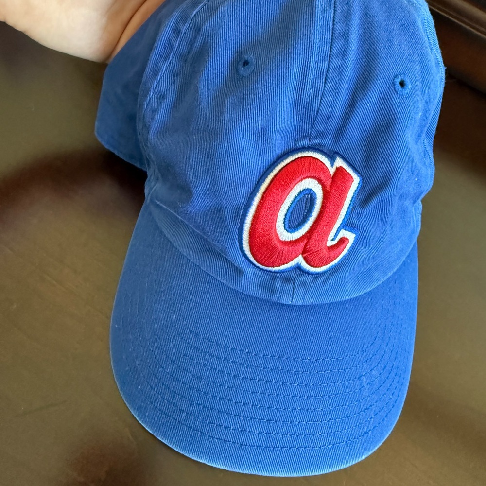 Braves Blue 47 Baseball Hat with Red Logo